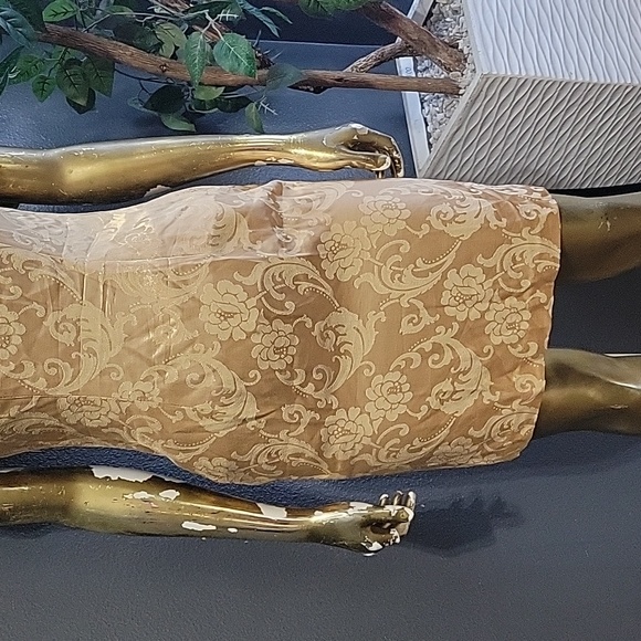 Vintage Alchemy Asian Cheongsam Jacquard Gold Dress Size S - Picture 3 of 7